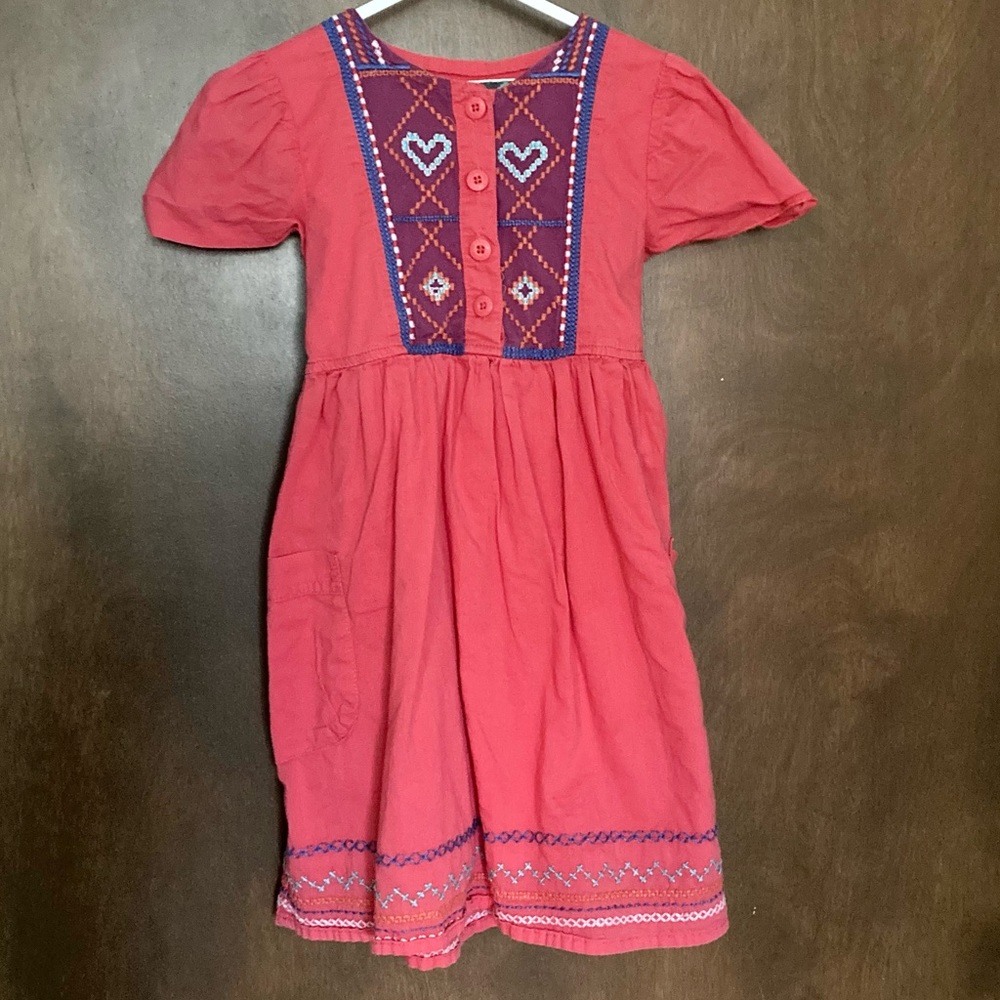 Short sleeve pink dress with embroidery, Butterfly Girl 3/4T